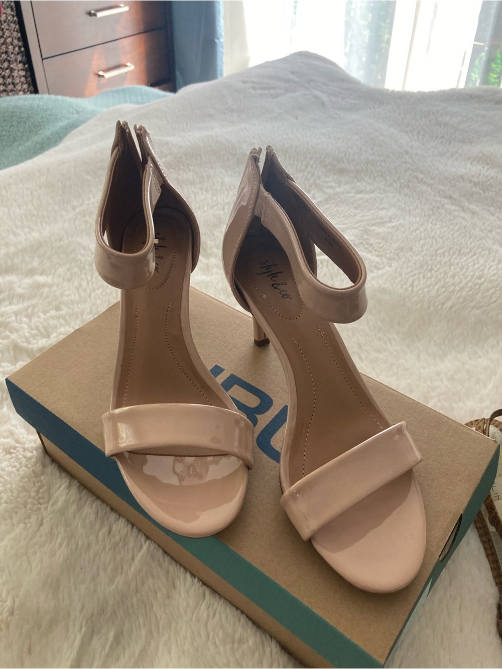 Madden Girl Nude Patent Ankle-Strap Heels